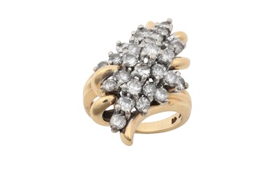 Lot 2115 - A Diamond Cluster Ring the abstract stepped...