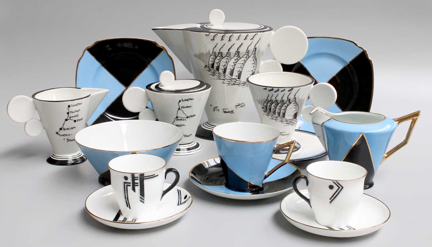 Sherwin Tea Set Lot 106 - A Dean Sherwin Porcelain Art Deco Style Tea