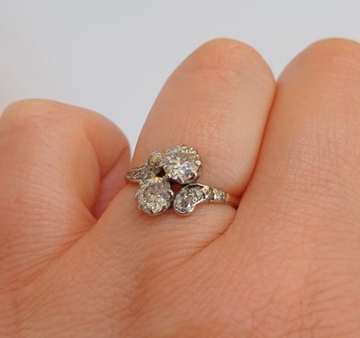 Lot 2193 - A Diamond Ring two old cut diamonds positioned...