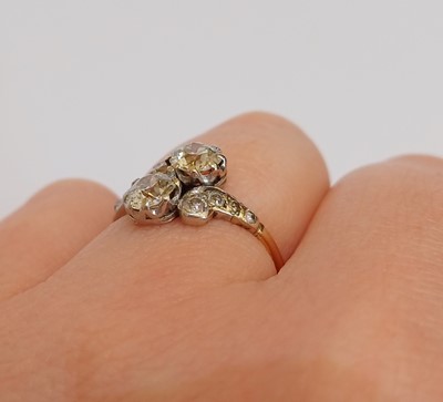 Lot 2193 - A Diamond Ring two old cut diamonds positioned...