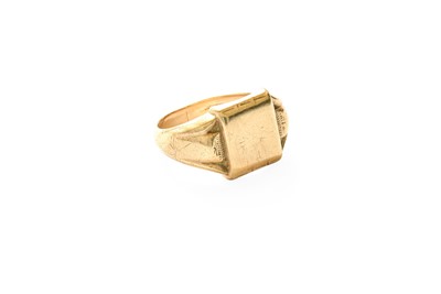 Lot 309 - A 9 Carat Gold Signet Ring, finger size W; and...