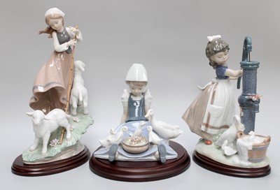 Lot 159 - Three Lladro Porcelain Figures, "Summer on a...