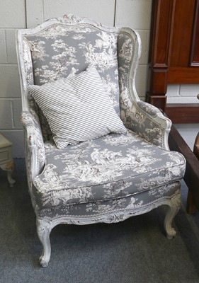 Lot 1200 - A French Style Painted Wing Armchair,...