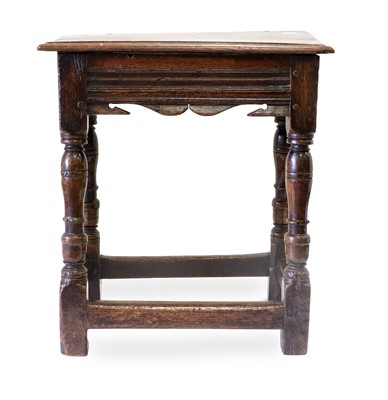 Lot 613 - A 17th Century Oak Joint Stool, the moulded...