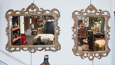 Lot 1377 - A Gilt-Framed Wall Mirror, carved and pierced...