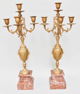 Lot 205 - A Pair of Rouge Marble and Gilt Metal Four...