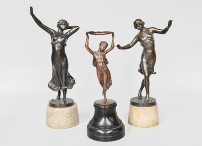 Lot 172 - A Pair of Art Deco Patinated Cast Metal...