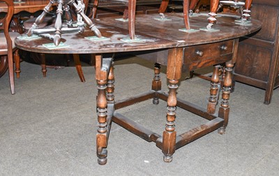 Lot 1212 - An 18th Century Style Oak Gateleg Table, oval...