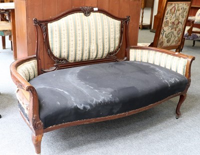 Lot 1290 - A Late Victorian Carved Mahogany Sofa, part...