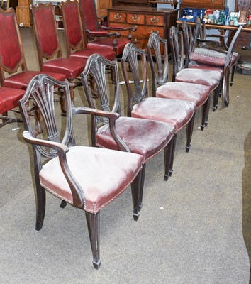 Lot 1267 - A Set of Eight Carved Mahogany Dining Chairs,...