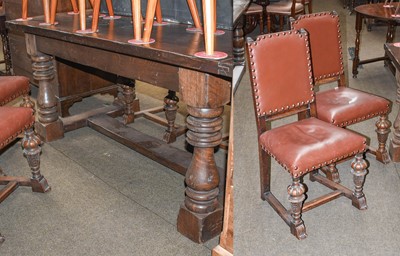 Lot 1218 - A Reproduction Oak Refectory Dining Table, in...