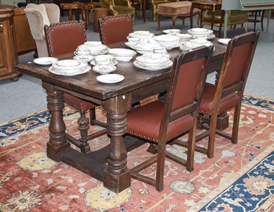 Lot 1313 - A Reproduction Oak Refectory Dining Table, in...