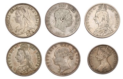 Lot 91 - Assorted Halfcrowns and Florins, 6 coins to...