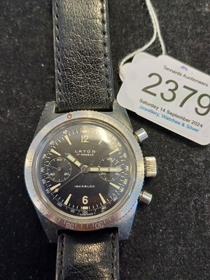 Lot 2379 - Lator: A Stainless Steel Chronograph...