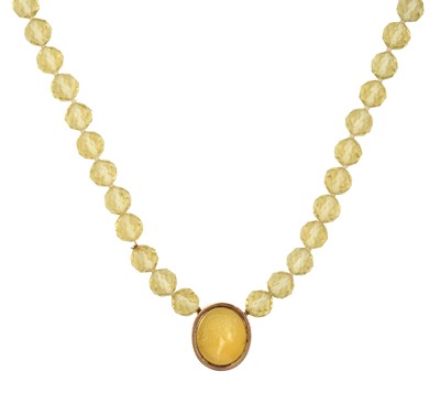 Lot 2343 - A Citrine Necklace the thirty-two faceted...