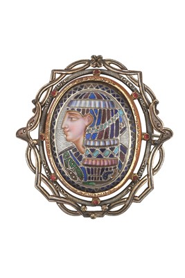 Lot 2352 - An Enamel Brooch the oval plaque enamelled to...