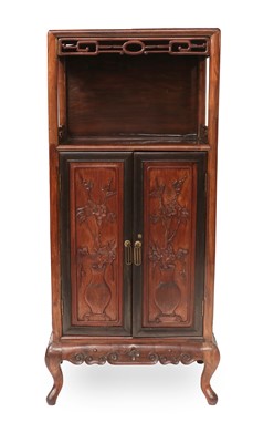 Lot 802 - A Chinese Hongmu Carved Cupboard, late Qing...