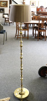 Lot 1191 - A Brass Standard Lamp and Shade