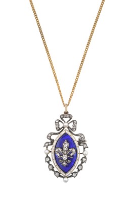 Lot 2212 - A Late Victorian Enamel, Diamond and Pearl...