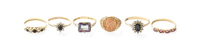 Lot 333 - Five 9 Carat Gold Dress Rings, of varying...