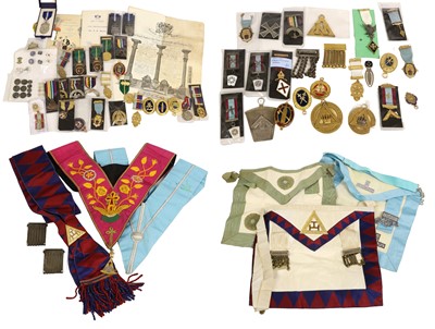 Lot 102 - A Collection of Masonic Jewels and Regalia,...