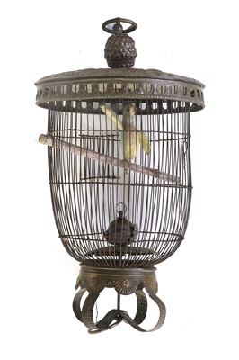 Lot 257 - A Dutch Brass Bird Cage, dated 1734, with loop...