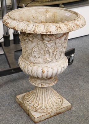 Lot 1315 - A Cast Iron Campana Garden Urn, with egg and...