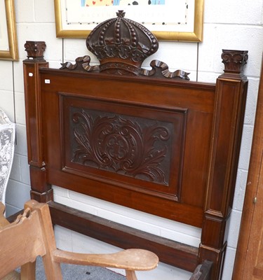 Lot 1344 - A Carved Mahogany Three Quarter Bedstead, with...