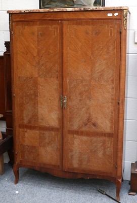 Lot 1354 - A French Marble Top Inlaid Kingwood Cupboard,...