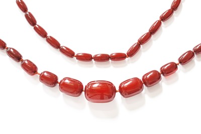 Lot 300 - A Graduated Bakelite Bead Necklace, length...