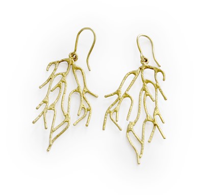 Lot 242 - A Pair of Branch Motif Earrings, with hook...