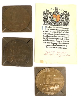 Lot 42 - Three First World War Memorial Plaques,...