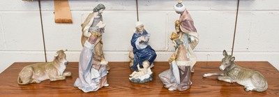 Lot 265 - Lladro Porcelain Nativity Group, including...