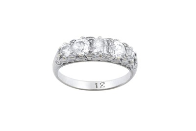 Lot 2209 - A Diamond Five Stone Ring the graduated old...