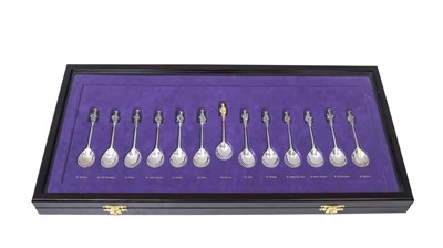 Lot 2236 - A Cased Set of Thirteen Elizabeth II Silver Apostle-Spoons