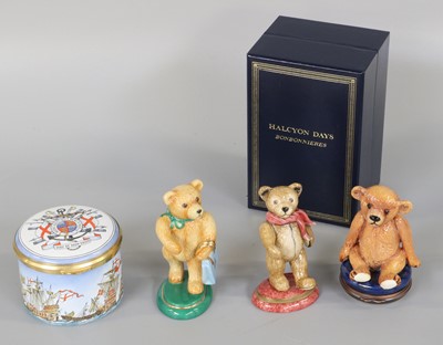 Lot 248 - Halycon Days Enamels Teddy Bear Bonbonniere,...