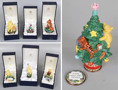 Lot 246 - Halycon Days Enamels, seven Winnie the Pooh...