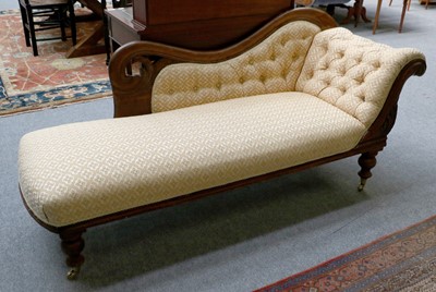 Lot 1359 - An Edwardian Carved Mahogany Chaise Longue,...