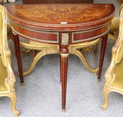 Lot 1343 - A Reproduction Mahogany Demi-Lune Fold Over...