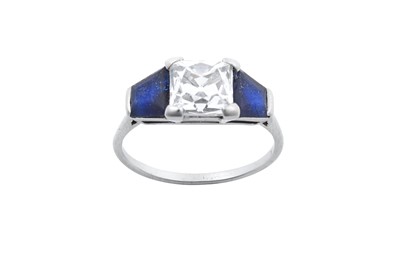 Lot 2305 - An Art Deco Diamond and Sapphire Three Stone...