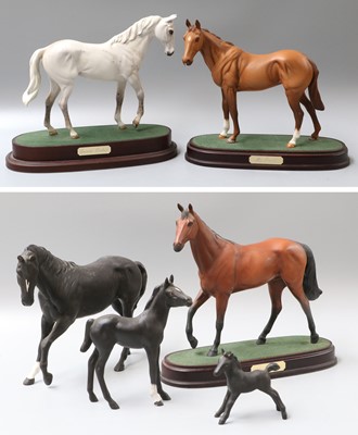 Lot 256 - Royal Doulton, horses on plinths comprising...