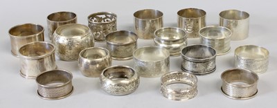 Lot 32 - A Collection of Assorted Silver Napkin-Rings,...