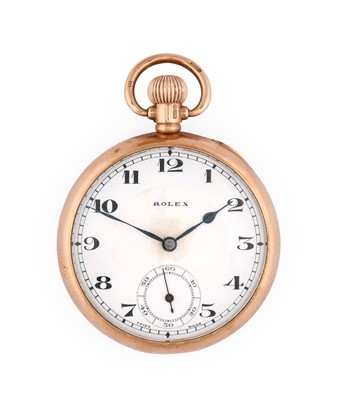 Lot 2399 - Rolex: A 9 Carat Gold Open Faced Pocket Watch,...