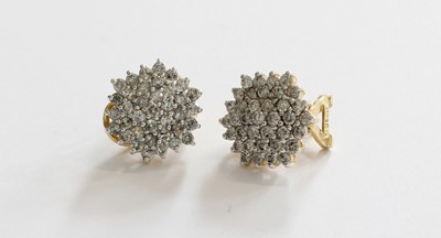 Lot 217 - A Pair of 18 Carat Gold Diamond Cluster...