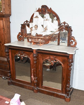 Lot 1225 - A Victorian Rosewood Marble-Topped Mirror-Back...