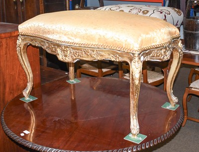 Lot 1249 - A French Style Giltwood Stool, yellow damask...