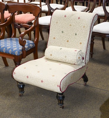 Lot 1190 - A Victorian Upholstered Slipper Chair, on...