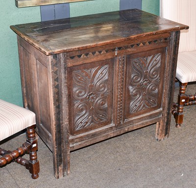 Lot 1351 - A 17th Century Oak Chest, with hinged top,...