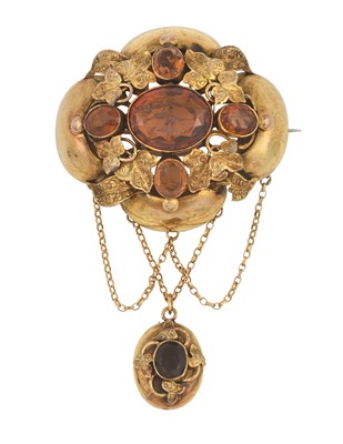 Lot 2375 - An Early-Mid 19th Century Citrine Brooch an...