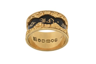 Lot 2336 - An 18 Carat Gold Enamel Mourning Ring the...